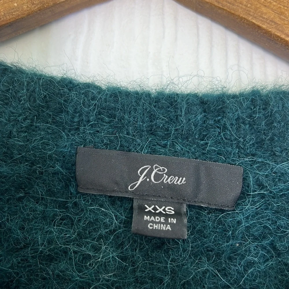 J. Crew - Emerald Alpaca Crewneck Puff Shoulders Long Sleeve Sweater Size XXS